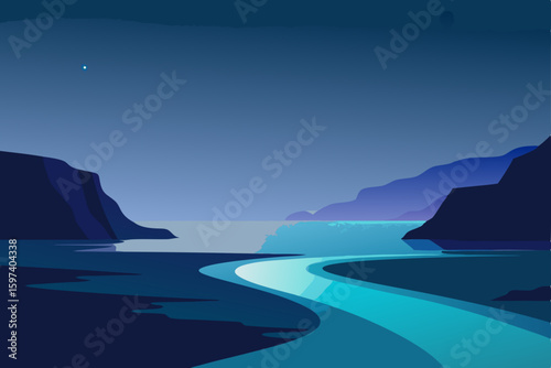 dreamy beach cove with bioluminescent waves 
