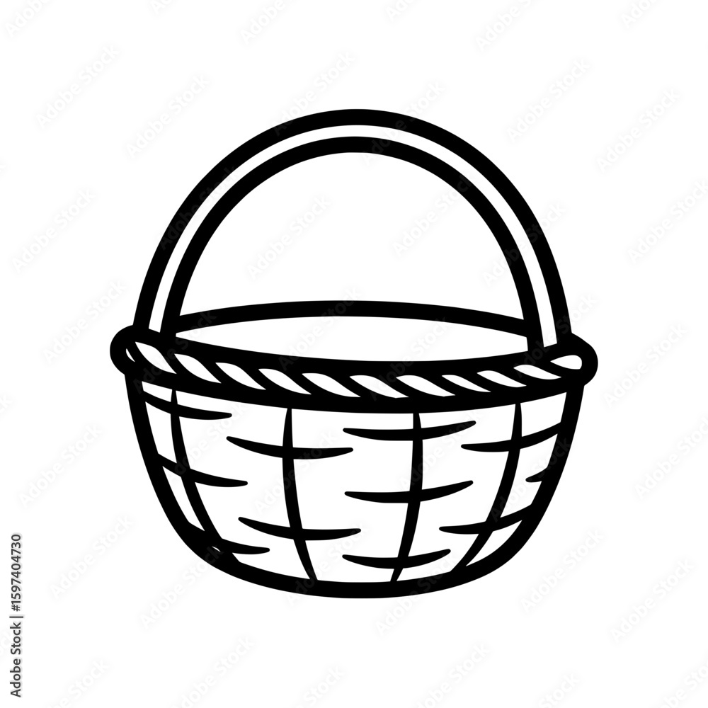 Fototapeta premium Basket with handle and woven pattern for outdoor use