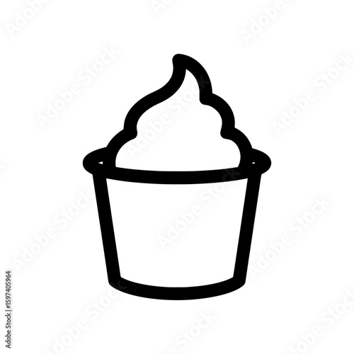 Ice cream cone with soft serve swirl on a black background