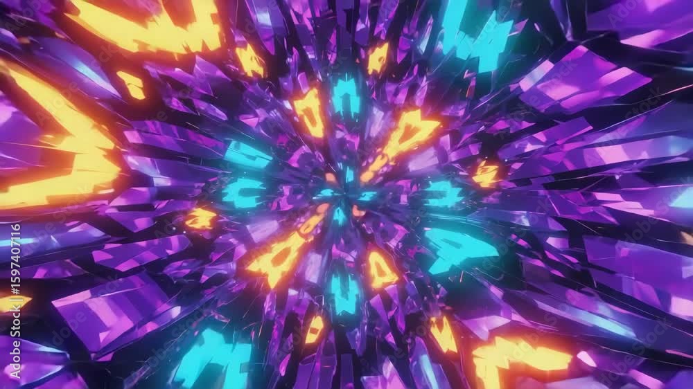 Looped Retro Pattern with Pulsing Psychedelic Motion and Colorful Kaleidoscope Shapes Looped Retro Pattern with Pulsing Psychedelic Motion and Colorful Kaleidoscope Shapes
