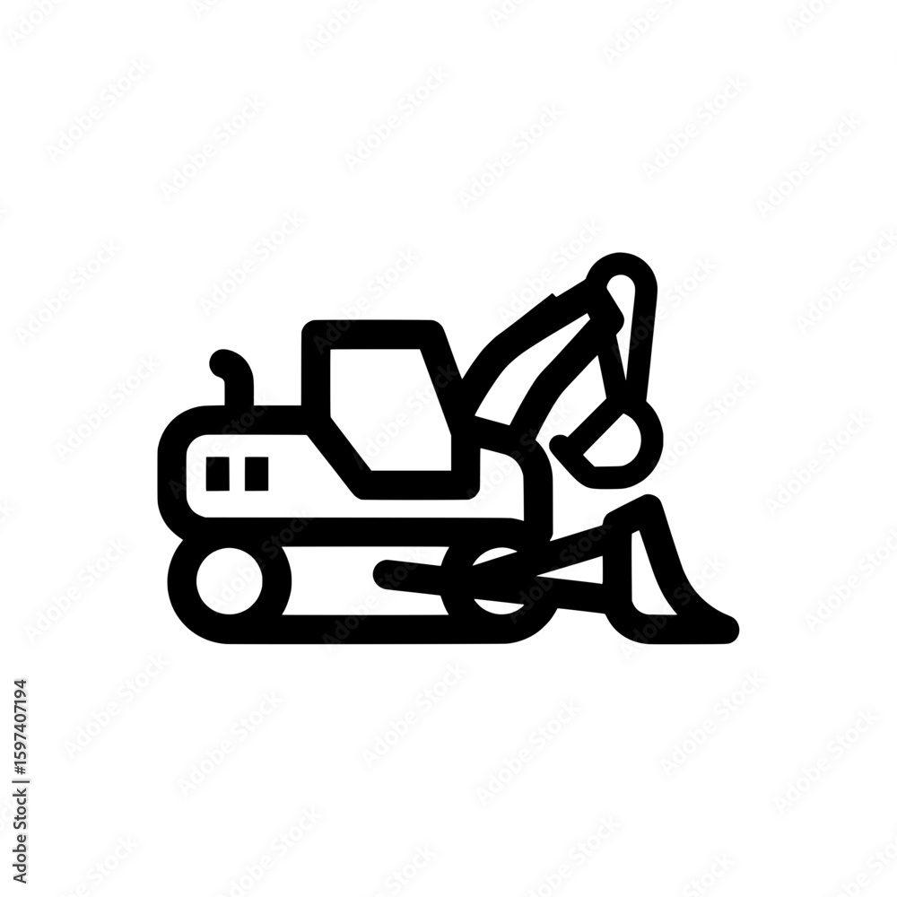 Naklejka premium Minimalist construction vehicle outline for industrial and engineering projects