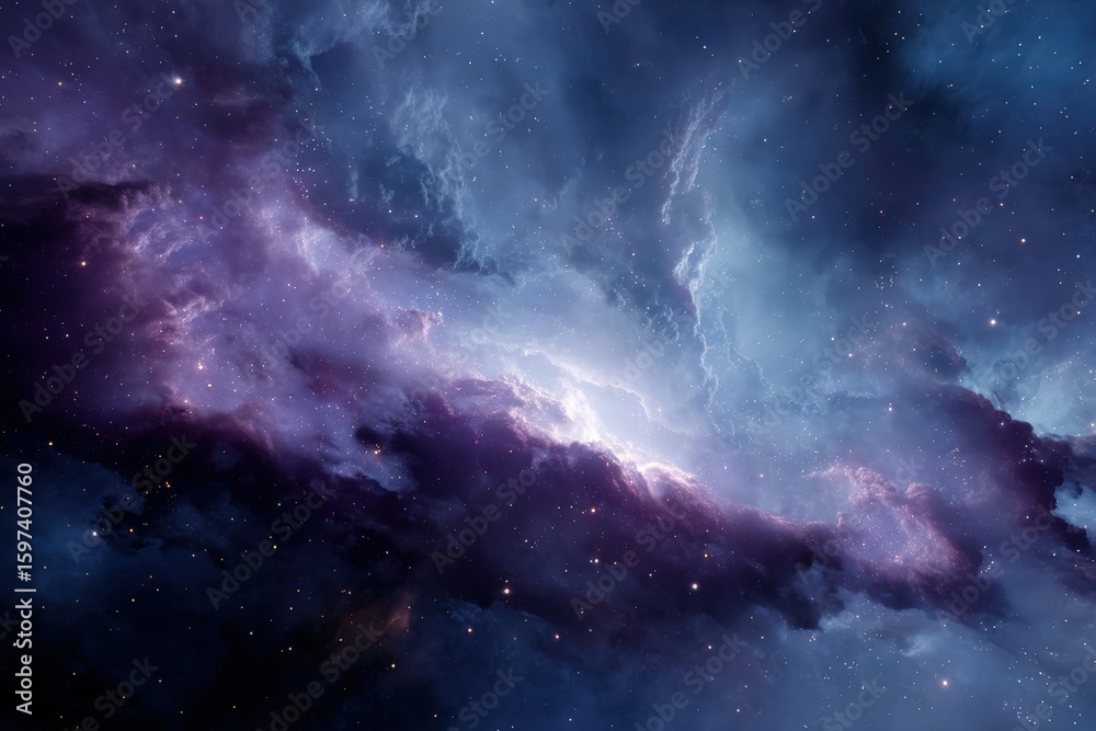 Fototapeta premium A purple galaxy with stars and colorful clouds in the night sky