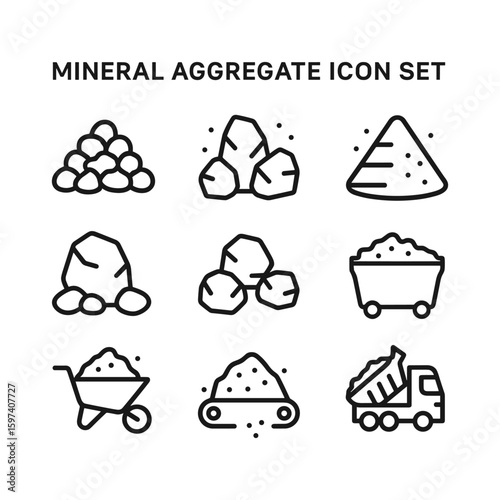 Mineral icons collection vector set. Outline symbols. Line design