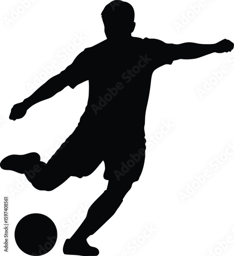 Vector art of soccer player kicking a ball isolated on transparent background