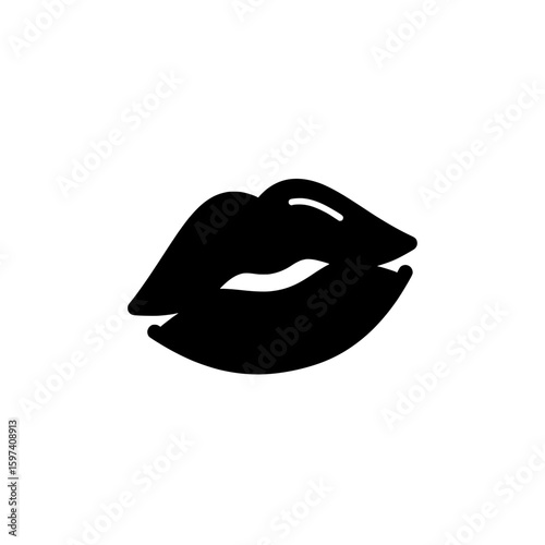 Silhouette of lips with a kiss mark for romantic themes