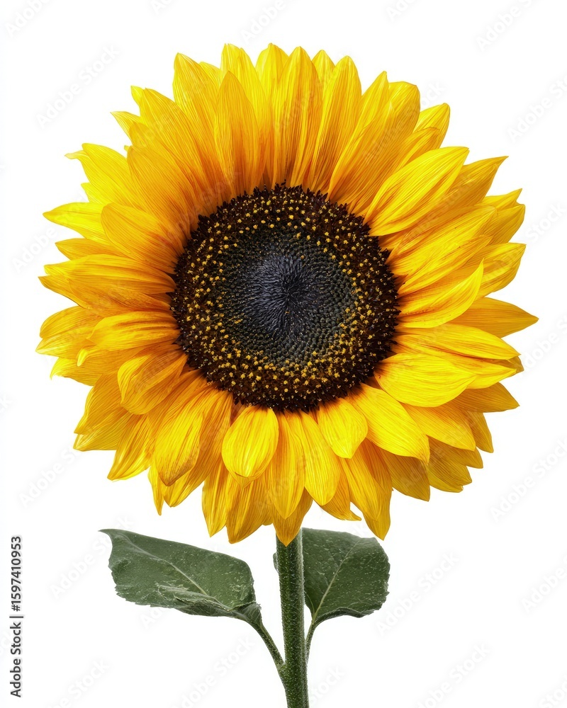 Fototapeta premium Closeup Yellow Sunflower Against White Background