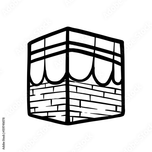 Kaaba Doodle Illustration for Hajj and Ramadan