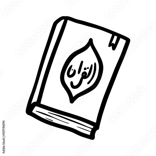 Hand-Drawn Quran Book Doodle Vector