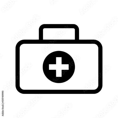 Medical first aid kit with cross symbol on front