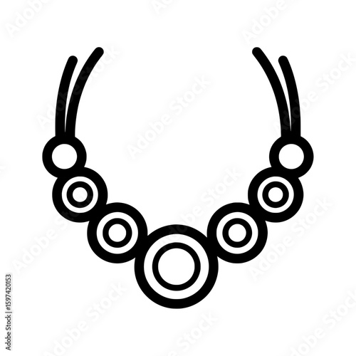 Necklace with large circular beads and chain links