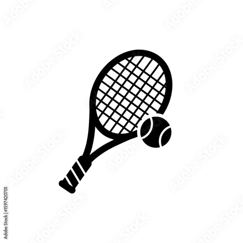 Tennis racket and ball icon for sports and recreation
