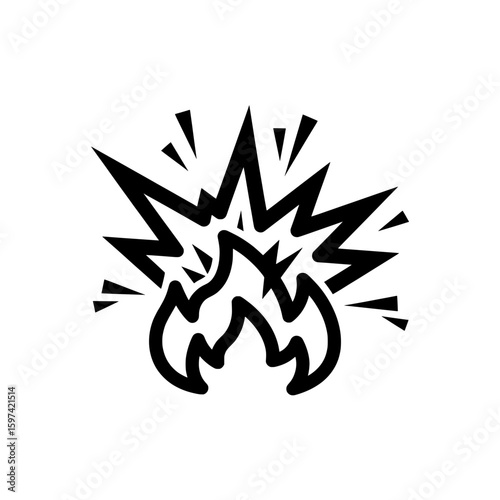 Jagged lightning bolt with sparks and flames icon