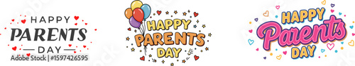 Happy Parents Day Celebration Design with Balloons and Confetti