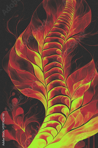 Flaming Spine Abstracts – Futuristic Inferno-Inspired Digital Illustrations