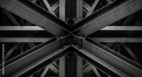 abstract background of metal beams . Generative AI