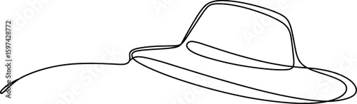 Black outline of a wide brimmed hat fashion accessory