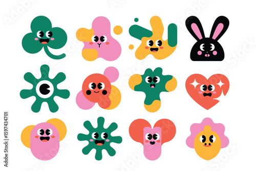 Cartoon Monsters Vector Set – Playful Cute Funny Creatures

