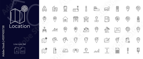 Location Line Editable Icons set. Vector illustration in modern thin line style of Location icons: map, navigation, direction, etc