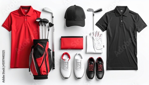 golf outfit, accessories and equipment