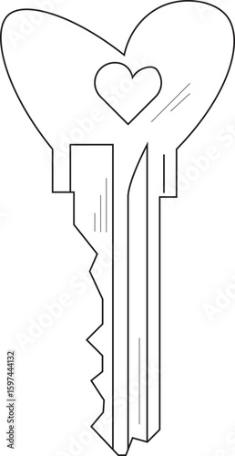 The Illustration of key with unique love shape