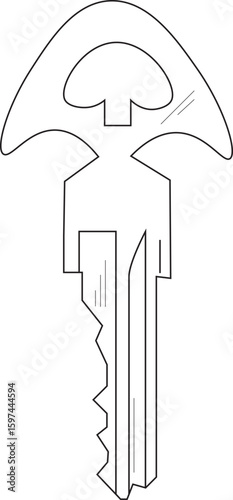 The Illustration of key with unique spade shape