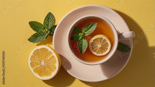 orange slices and orange drink in a glass with a yellow background like orange peel.