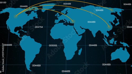 Animated of world map, Infographic, animation on background. infographic animation overlays data points across a detailed world map.