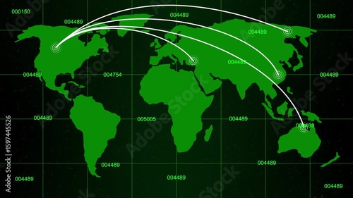 Animated of world map, Infographic, animation on background. infographic animation overlays data points across a detailed world map.