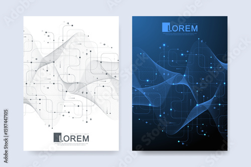 Abstract digital technology cover template design for a report and brochure, flyer, leaflets, poster, header, banner, website, presentation. Vector illustration
