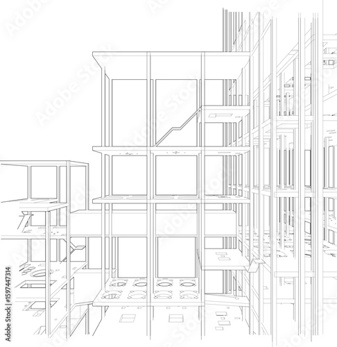 3D illustration of industrial project