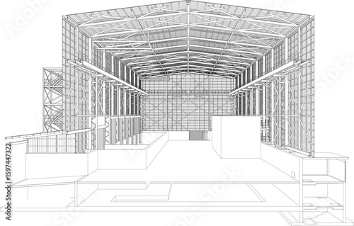 3D illustration of industrial project