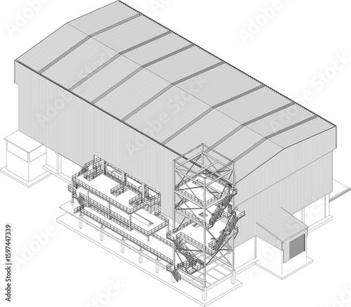 3D illustration of industrial project