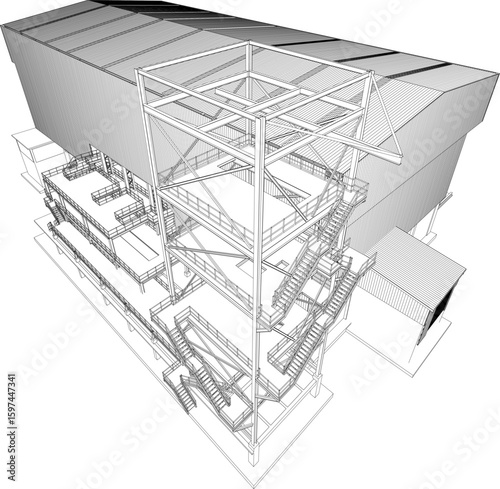 3D illustration of industrial project