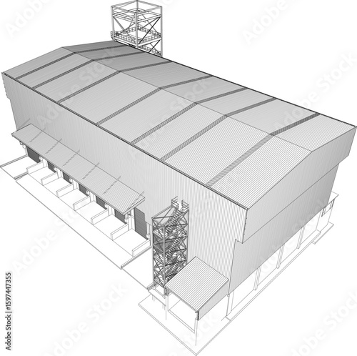 3D illustration of industrial project
