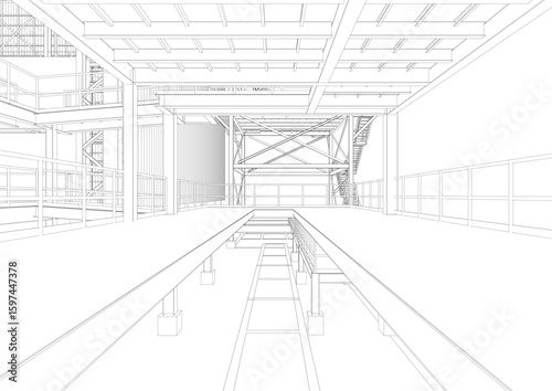 3D illustration of industrial project