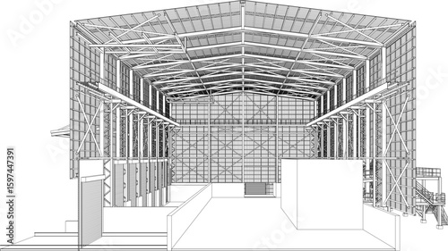 3D illustration of industrial project
