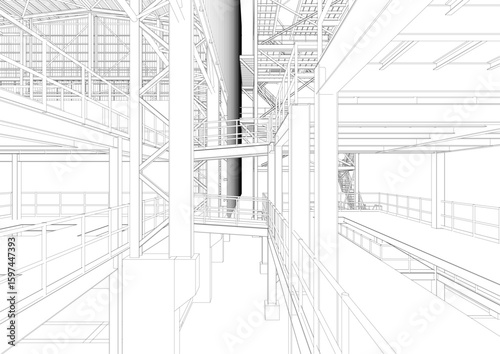 3D illustration of industrial project