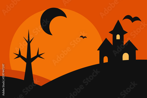 halloween background with pumpkin and bats