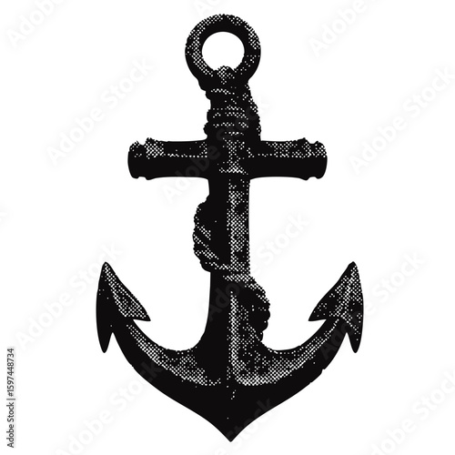 Pirate ship anchor halftone grunge vector design element