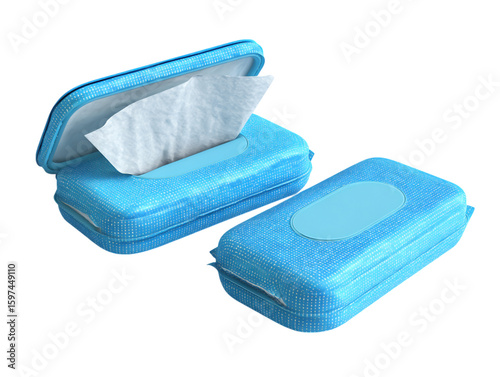 Two packs of wet wipes isolated on transparent background
