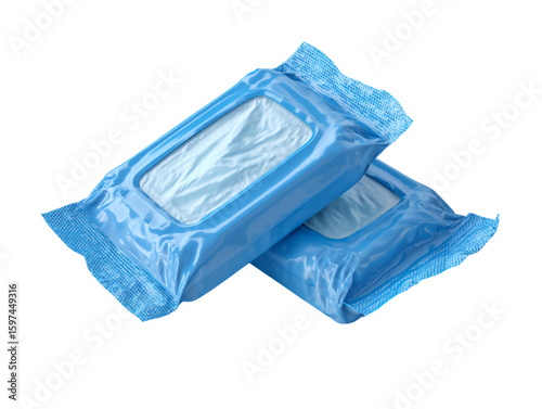 Two packs of wet wipes isolated on transparent background
