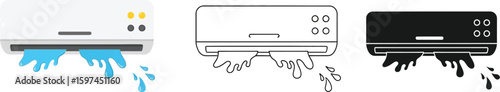 Air conditioner leaking water vector illustration ac repair service maintenance home appliance problem vector