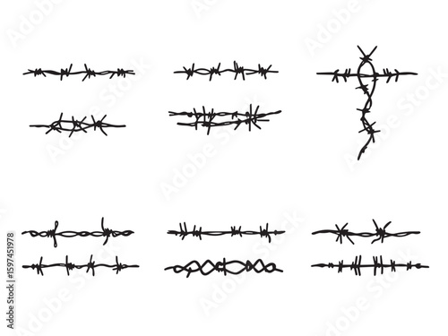 barbed wire icon line sketch