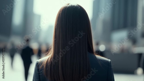 街を歩く女性の後ろ姿