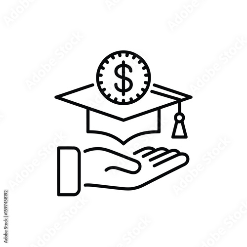 Financial Aid for Education Graduation Cap Icon