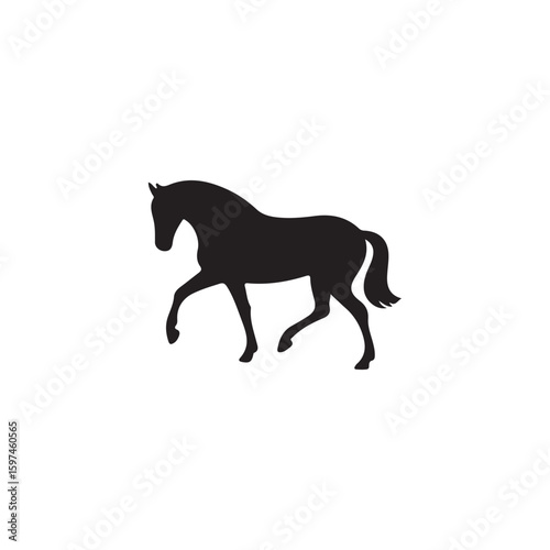 Black silhouette of a horse walking on a white background animal 1