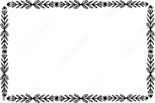 Black flower decorated  frame with white background, border frame, background Photo frame