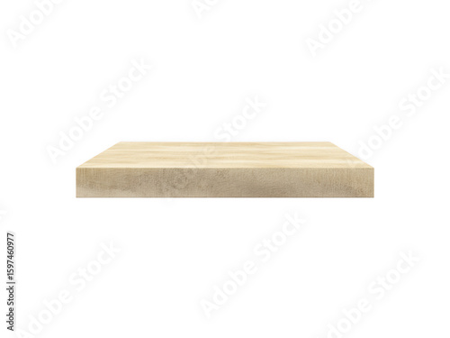 A light beige rectangular wooden block isolated on transparent background