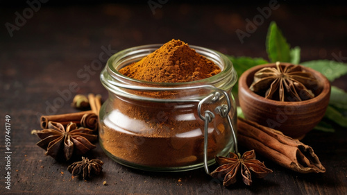  Brown Spice Powder in Glass Jar 
