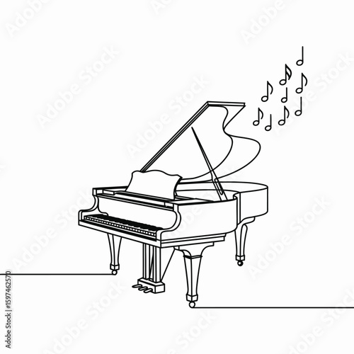 One Line Drawing of a Grand Piano